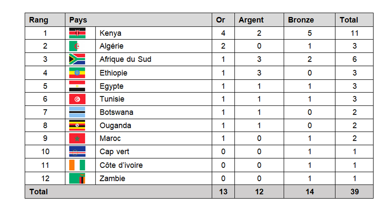 African medal rankings at the Olympic Games Paris 2024 ANOCA